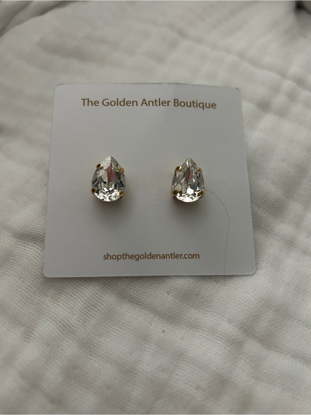 Clear Teardrop Crystal Stud Earrings